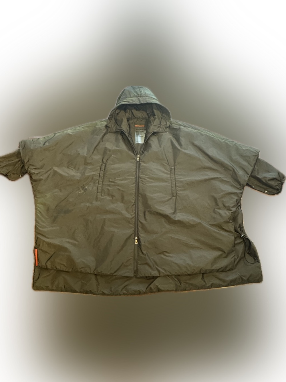 Prada Linea Rossa Packable Hooded Poncho Jacket TG56 Brown Iridescent OS